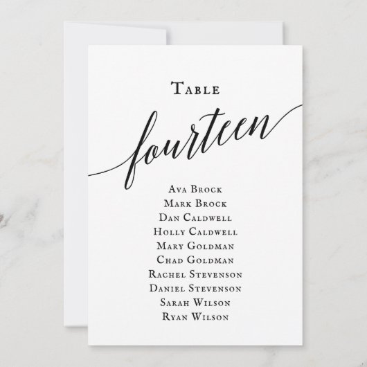 Invitation Tableau noir élégant Numéro 14 Tableau de siège (Dos)