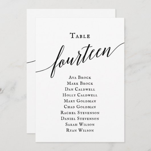 Invitation Tableau noir élégant Numéro 14 Tableau de siège (Devant / Derrière)