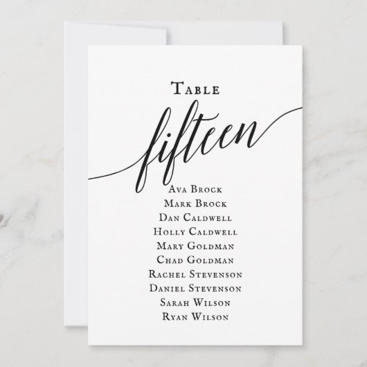 Invitation Tableau noir élégant Numéro 15 Tableau de siège (Devant)