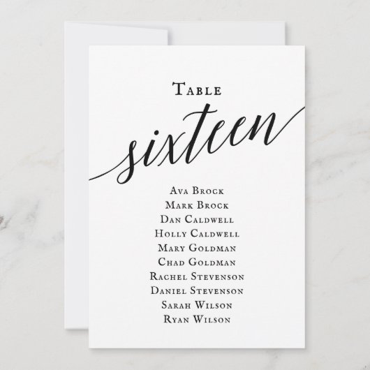 Invitation Tableau noir élégant Numéro 16 Tableau de siège (Dos)