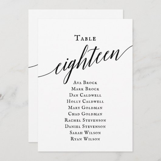 Invitation Tableau noir élégant Numéro 18 Tableau de siège (Devant / Derrière)