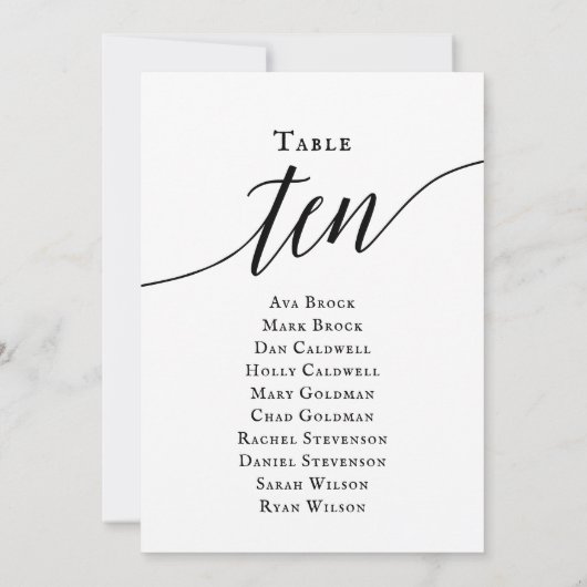 Invitation Tableau noir élégant Numéro de tableau 10 Tableau (Dos)