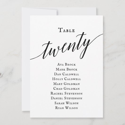 Invitation Tableau noir élégant Numéro de tableau 20 Tableau  (Dos)