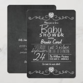 Invitation Tableau noir et blanc, Baby shower de coeur (Devant / Derrière)