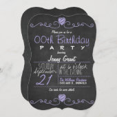 Invitation Tableau noir et blanc Fête d'anniversaire rustique (Devant / Derrière)