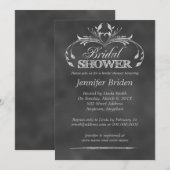 Invitation Tableau noir et blanc Fête des mariées moderne (Devant / Derrière)