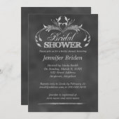 Invitation Tableau noir et blanc Fête des mariées moderne dan (Devant / Derrière)