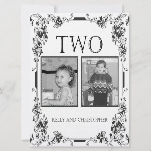 Invitation Tableau noir et blanc vintage Numéro 2 (Devant)