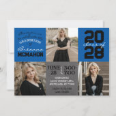 Invitation Tableau noir et bleu 3 Diplôme photo (Devant)