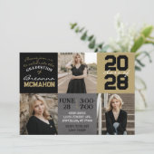 Invitation Tableau noir et or 3 Diplôme photo (Debout devant)