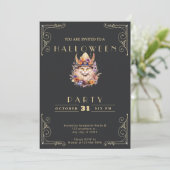Invitation Tableau noir et or Boho Chat Halloween (Debout devant)