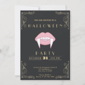 Invitation Tableau noir et or rose Vampire Lip Halloween (Devant)
