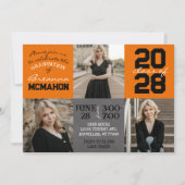 Invitation Tableau noir et orange 3 Diplôme photo (Devant)