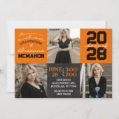 Invitation Tableau noir et orange 3 Diplôme photo (Devant)