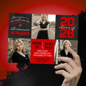 Invitation Tableau noir et rouge 3 Diplôme photo