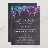 Invitation Tableau noir Eucalyptus Genre Révéler Bébé bleu ro (Devant / Derrière)