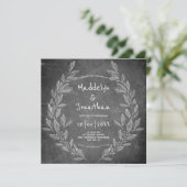 Invitation Tableau Noir Floral Mariage Rustique Blanc (Debout devant)