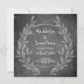 Invitation Tableau Noir Floral Mariage Rustique Blanc (Devant)