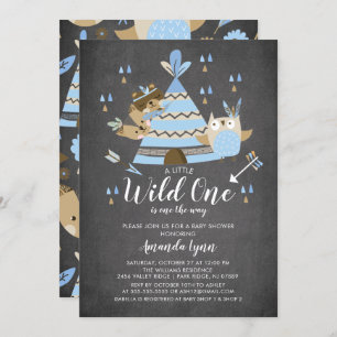 Invitation tableau noir garçons Wild One Baby shower Invitati