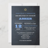 Invitation Tableau noir Grand nom Aligné Barre Mitzvah (Devant)