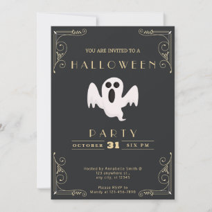 Invitation Tableau Noir Halloween Or Blanc Et Or