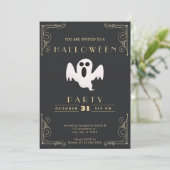 Invitation Tableau Noir Halloween Or Blanc Et Or (Debout devant)