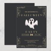 Invitation Tableau Noir Halloween Or Blanc Et Or (Devant / Derrière)