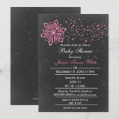 Invitation tableau noir Hiver Baby shower rose neige Invitati (Devant / Derrière)