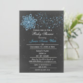 Invitation tableau noir hiver Neige bleu Baby shower Invitati (Debout devant)