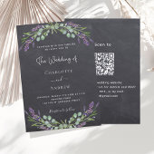 Invitation Tableau noir Lavender gris code QR mariage RSVP