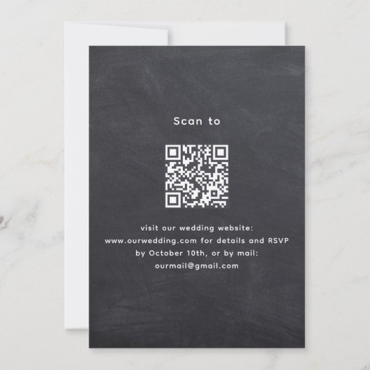 Invitation Tableau noir Lavender gris code QR mariage RSVP (Dos)