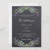 Invitation Tableau noir Lavender gris QR RSVP mariage de luxe (Devant)