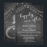 Invitation Tableau Noir Lumières Calligraphie À jamais<br><div class="desc">Cette suite rustique et élégante de modèles d'invitations de mariage et d'événements présente certaines tendances de design de mariage populaires combinées de manière originale. Avec un fond de tableau noir texturé et des doubles guirlandes de lumières scintillantes, j'ai associé une belle police de caractères moderne pour créer des graphiques représentant...</div>