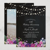 Invitation Tableau noir & Lumières de Fête 25e Anniversaire d (Devant / Derrière)