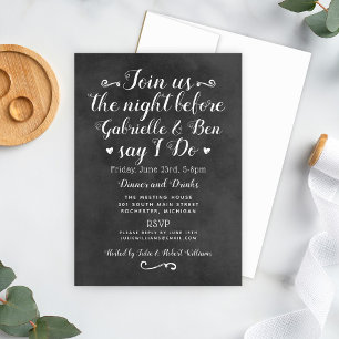 Invitation Tableau noir Mariage Réception de répétition Dîner