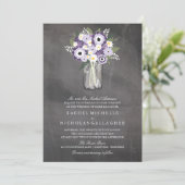 Invitation Tableau noir Mason Jar violet Garden | MARIAGE (Debout devant)