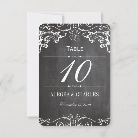 Invitation Tableau noir Met Initiales coeur Typographie RSVP (Dos)
