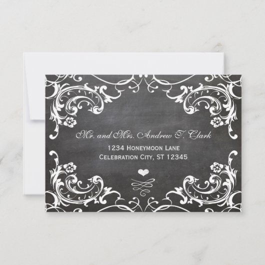 Invitation Tableau noir Met Initiales coeur Typographie RSVP (Dos)