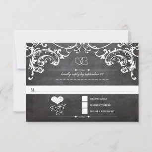 Invitation Tableau noir Met Initiales coeur Typographie RSVP
