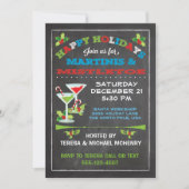 Invitation Tableau noir Mistletoe de Noël et Martinis PARTY (Devant)
