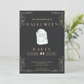 Invitation Tableau noir noir & or gris RIP Tombe Halloween (Debout devant)