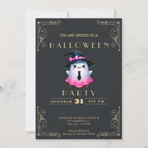 Invitation Tableau noir Noir & Or Rose Blanc Fantôme Hallowee