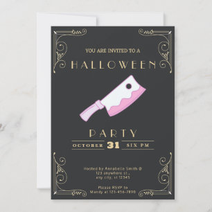 Invitation Tableau noir & or Boucher couteau couteau Hallowee