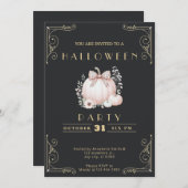 Invitation Tableau noir & or Citrouille Bow Cute Halloween (Devant / Derrière)