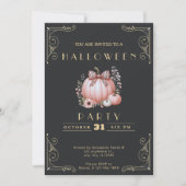 Invitation Tableau noir & or Citrouille Bow Cute Halloween (Devant)