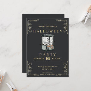 Invitation Tableau noir & or Grattez un Fantôme Halloween