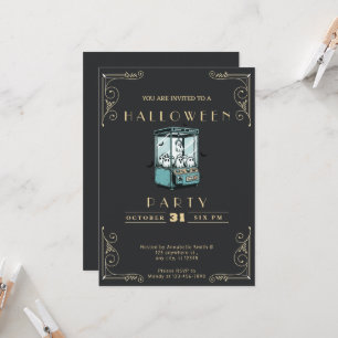 Invitation Tableau noir & or Grattez un Fantôme Halloween