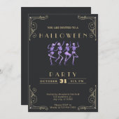 Invitation Tableau noir & or rouge Esquisses violettes Hallow (Devant / Derrière)