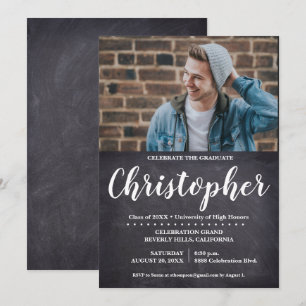 Invitation Tableau noir photo de la fête de graduation
