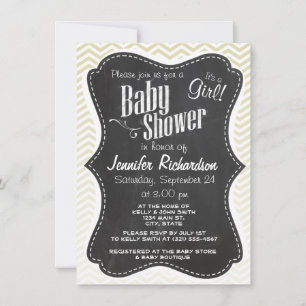 Invitation Tableau noir rétro; Chevron beige; zig zag